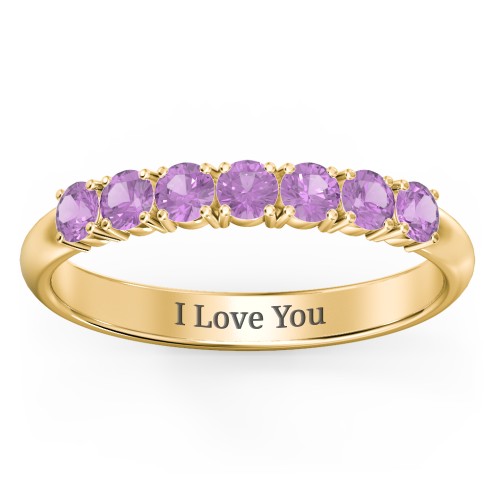 Band of Eternity Ring – 18K Gold Plated Silver with Amethyst
