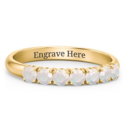 Band of Eternity Ring in 18K Gold Plated Silver with Opal
