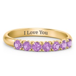 Band of Eternity Ring in 18K Gold Plated Silver with Amethyst