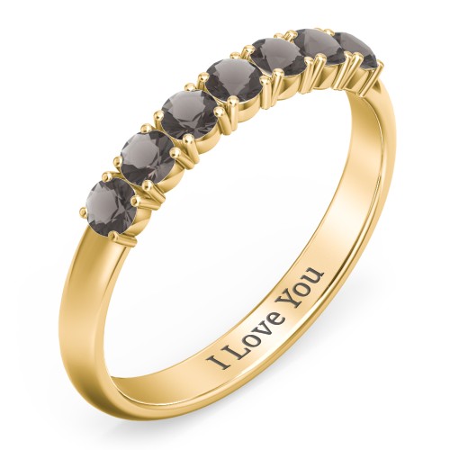 Band of Eternity Ring – 18K Gold Plated Silver with Smokey Quartz