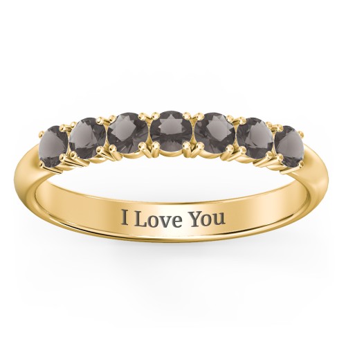 Band of Eternity Ring – 18K Gold Plated Silver with Smokey Quartz