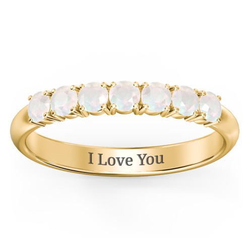 Band of Eternity Ring – 18K Gold Plated Silver with Opal