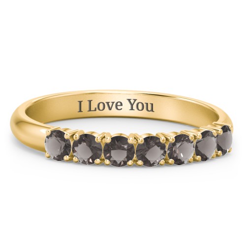 Band of Eternity Ring – 18K Gold Plated Silver with Smokey Quartz