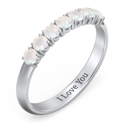 Band of Eternity Ring – Sterling Silver with Opal