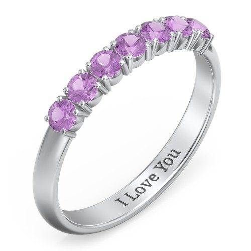 Band of Eternity Ring – Sterling Silver with Amethyst