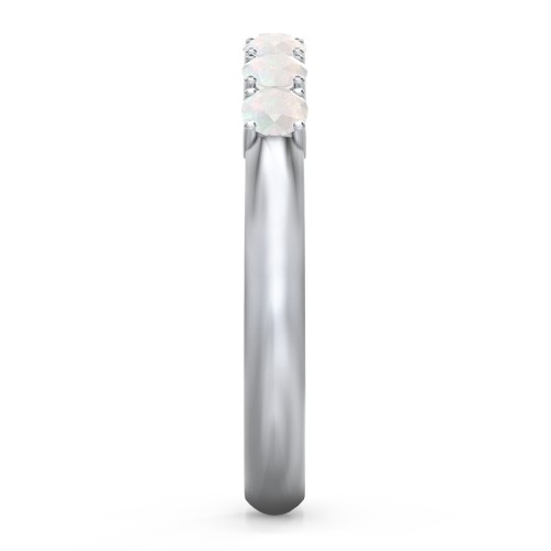 Band of Eternity Ring – Sterling Silver with Opal