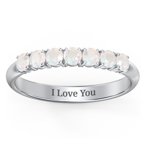 Band of Eternity Ring – Sterling Silver with Opal