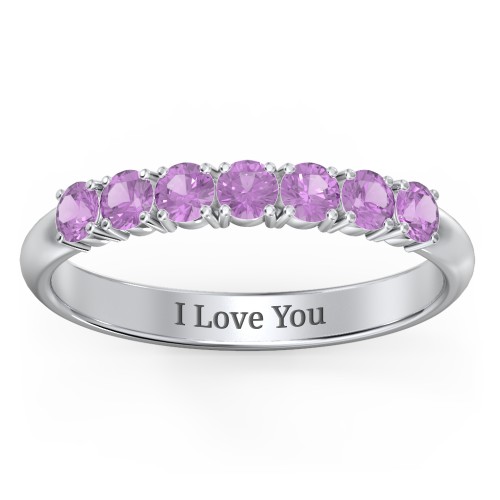 Band of Eternity Ring – Sterling Silver with Amethyst