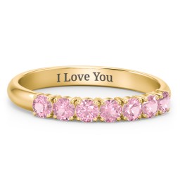 Band of Eternity Ring in 9K Solid Yellow Gold with Pink Tourmaline