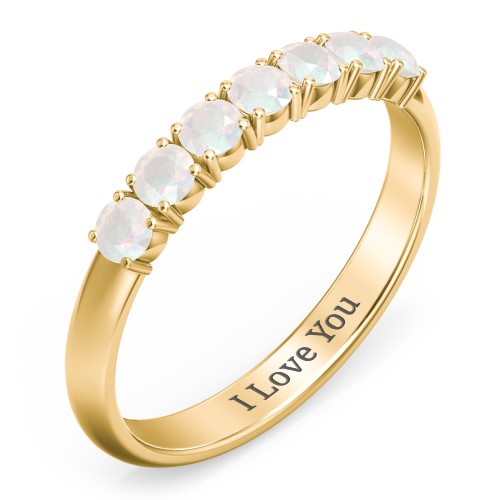 Band of Eternity Ring – 9kt Yellow Gold with Opal