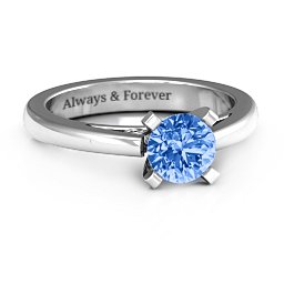 Adoration Solitaire Ring in 925 Sterling Silver with Fancy Blue Premium Zirconia