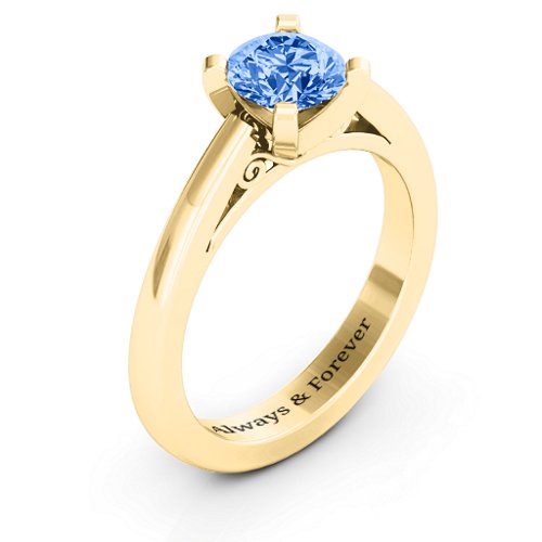 Adoration Solitaire Ring – 9kt Yellow Gold with Fancy Blue Premium Zirconia