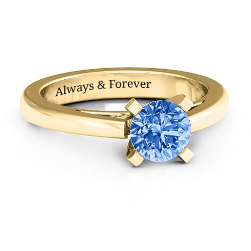 Adoration Solitaire Ring – 9kt Yellow Gold with Fancy Blue Premium Zirconia