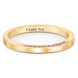 Enchanted Band Ring in 9K Solid Yellow Gold with Red Premium Zirconia