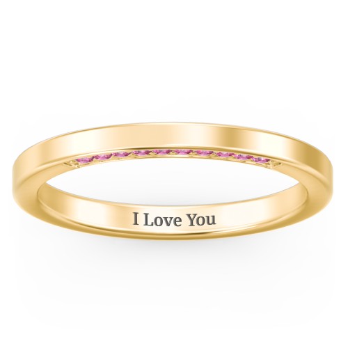 Enchanted Band Ring – 9kt Yellow Gold with Red Premium Zirconia