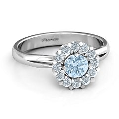 Adore and Cherish Ring – 9kt White Gold with Aquamarine and Cubic Zirconia