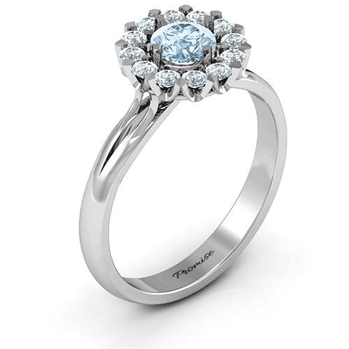 Adore and Cherish Ring – 9kt White Gold with Aquamarine and Cubic Zirconia