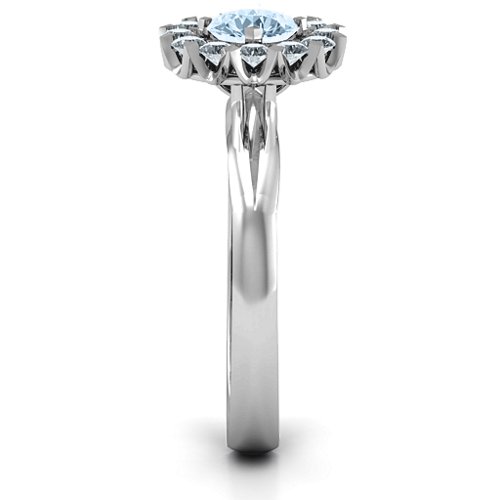 Adore and Cherish Ring – 9kt White Gold with Aquamarine and Cubic Zirconia