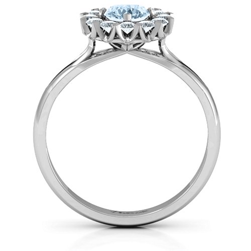 Adore and Cherish Ring – 9kt White Gold with Aquamarine and Cubic Zirconia