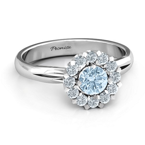 Adore and Cherish Ring – 9kt White Gold with Aquamarine and Cubic Zirconia