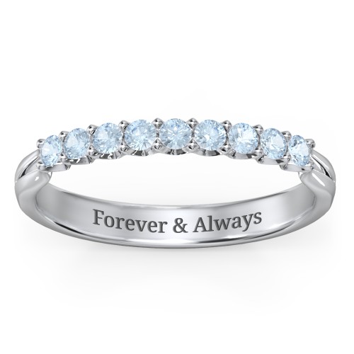 Glimmering Love Ring – 9kt White Gold with Blue Topaz