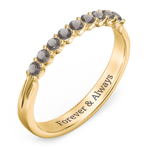Glimmering Love Ring – 9kt Yellow Gold with Smokey Quartz