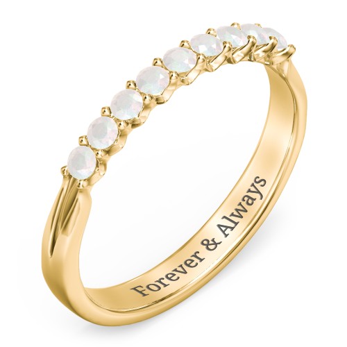 Glimmering Love Ring – 9kt Yellow Gold with Opal