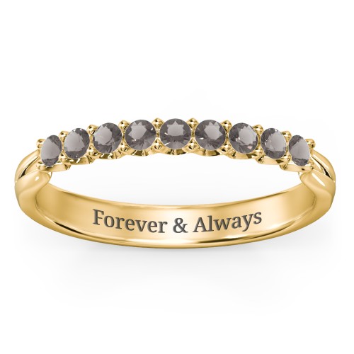 Glimmering Love Ring – 9kt Yellow Gold with Smokey Quartz
