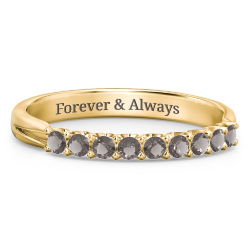 Glimmering Love Ring – 9kt Yellow Gold with Smokey Quartz