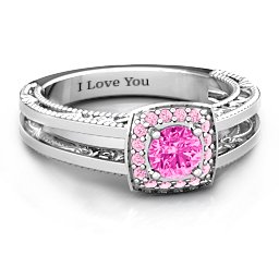 Intricate Love Ring in 925 Sterling Silver with Pink Tourmaline and Fancy Pink Premium Zirconia