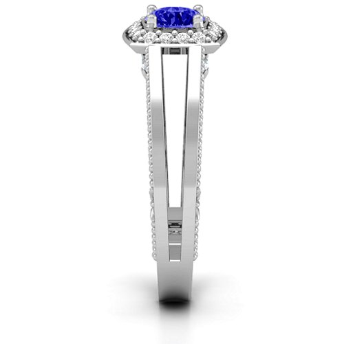 Intricate Love Ring – Sterling Silver with Blue Sapphire, Cubic Zirconia, and White Premium Zirconia