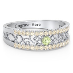 Mesmeric Love Ring in 925 Sterling Silver with Peridot and Fancy Yellow Premium Zirconia
