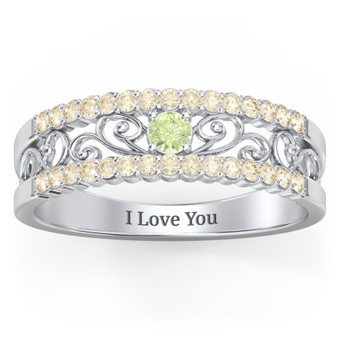 Mesmeric Love Ring – Sterling Silver with Peridot and Fancy Yellow Premium Zirconia