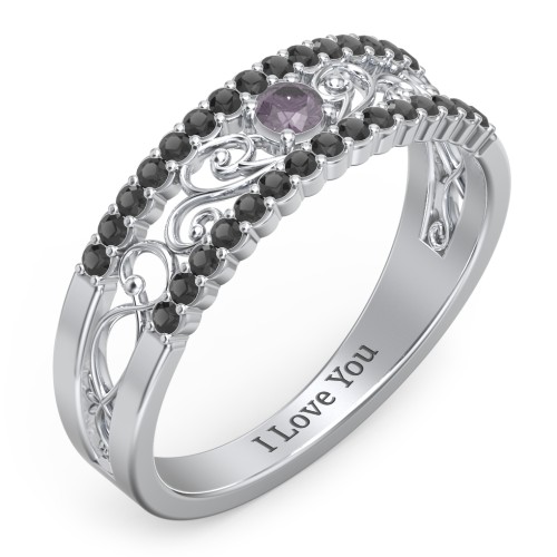 Mesmeric Love Ring – Sterling Silver with Alexandrite and Black Premium Zirconia