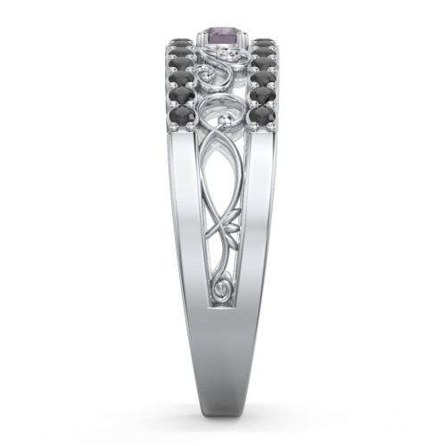 Mesmeric Love Ring – Sterling Silver with Alexandrite and Black Premium Zirconia