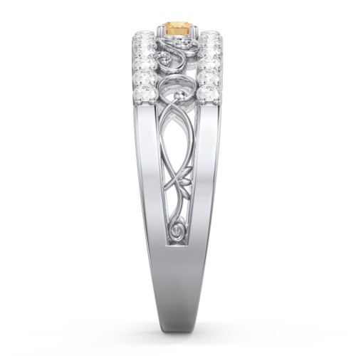 Mesmeric Love Ring – Sterling Silver with Citrine and White Premium Zirconia