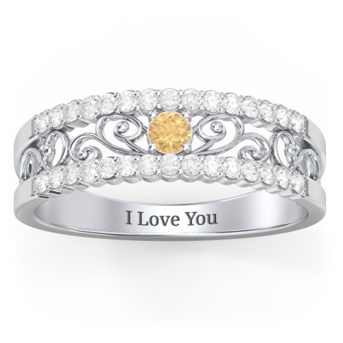 Mesmeric Love Ring – Sterling Silver with Citrine and White Premium Zirconia