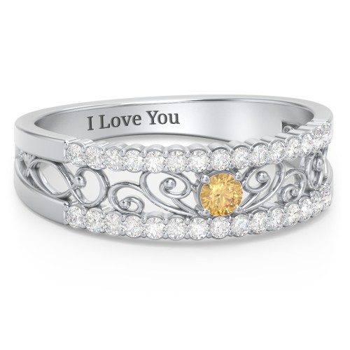 Mesmeric Love Ring – Sterling Silver with Citrine and White Premium Zirconia