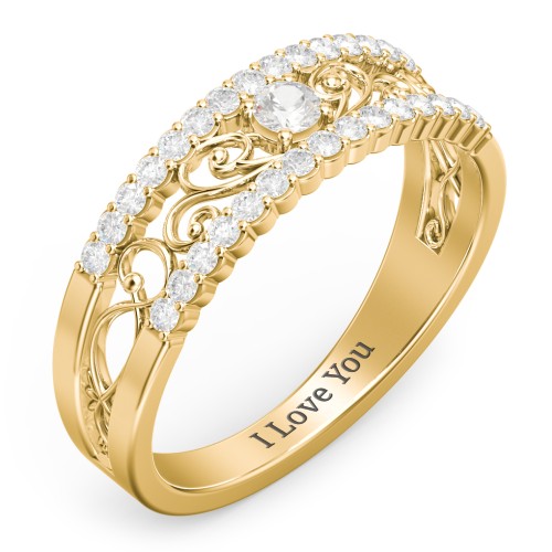 Mesmeric Love Ring – 9kt Yellow Gold with Cubic Zirconia and White Premium Zirconia