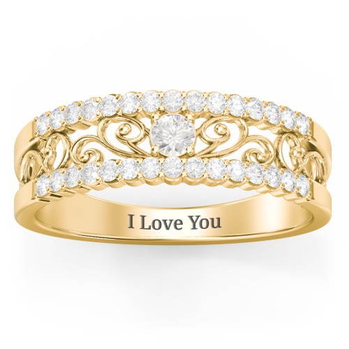 Mesmeric Love Ring – 9kt Yellow Gold with Cubic Zirconia and White Premium Zirconia
