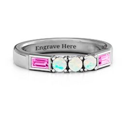 Charmed by Love Ring in 925 Sterling Silver with Opal and Pink Tourmaline