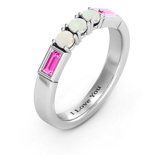 Charmed by Love Ring – Sterling Silver with Opal and Pink Tourmaline