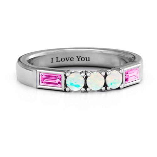 Charmed by Love Ring – Sterling Silver with Opal and Pink Tourmaline