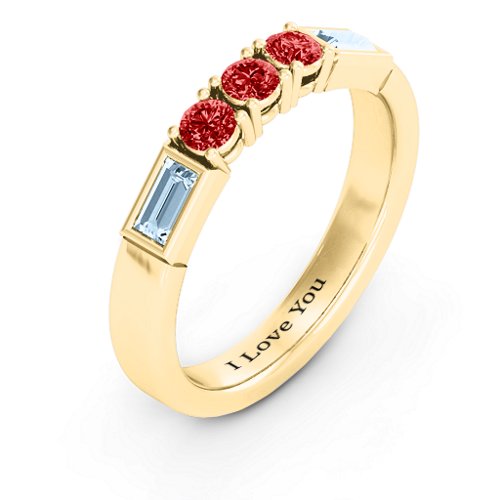 Charmed by Love Ring – 9kt Yellow Gold with Garnet and Aquamarine