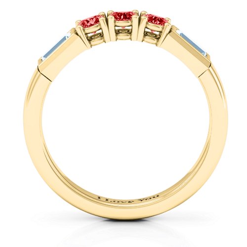 Charmed by Love Ring – 9kt Yellow Gold with Garnet and Aquamarine