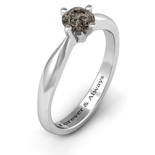 Sandra Solitaire Ring – Sterling Silver with Smokey Quartz