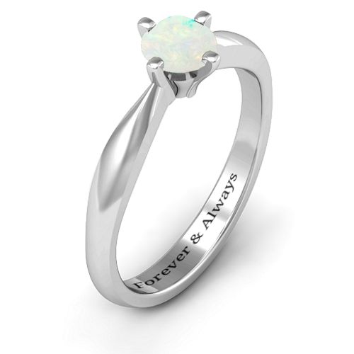 Sandra Solitaire Ring – Sterling Silver with Opal