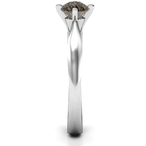 Sandra Solitaire Ring – Sterling Silver with Smokey Quartz