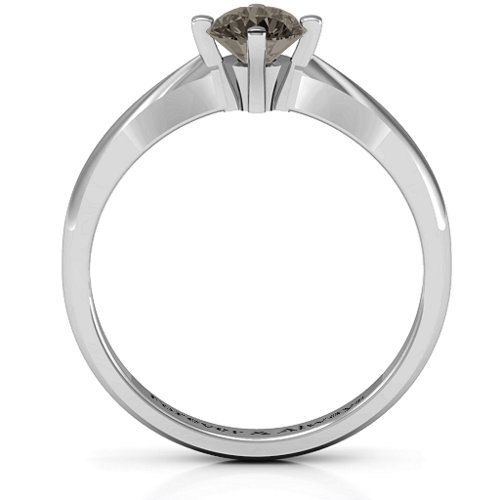 Sandra Solitaire Ring – Sterling Silver with Smokey Quartz