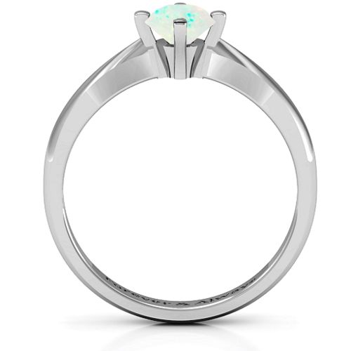 Sandra Solitaire Ring – Sterling Silver with Opal